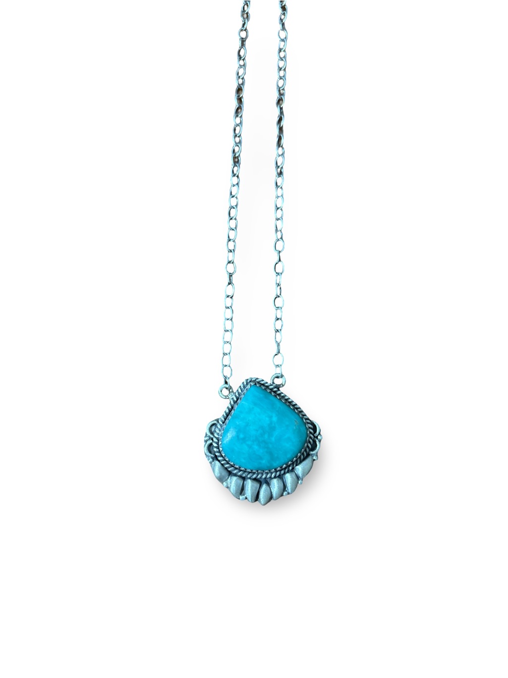 Turquoise Bear Claw Pendant Necklace - 18in 2in Extender